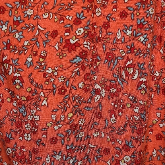 Old Navy Orange Red Floral Sundress with Bishop Sleeves Size Medium - Picture 5 of 11